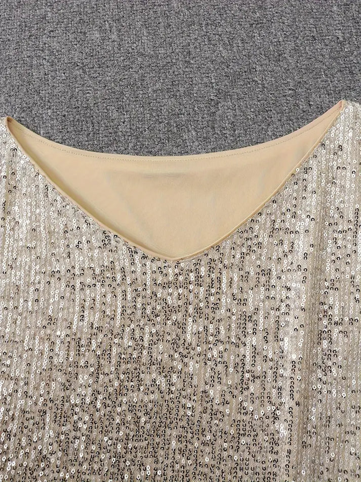 Robe Courte à Sequins avec Épaules Dénudées 5