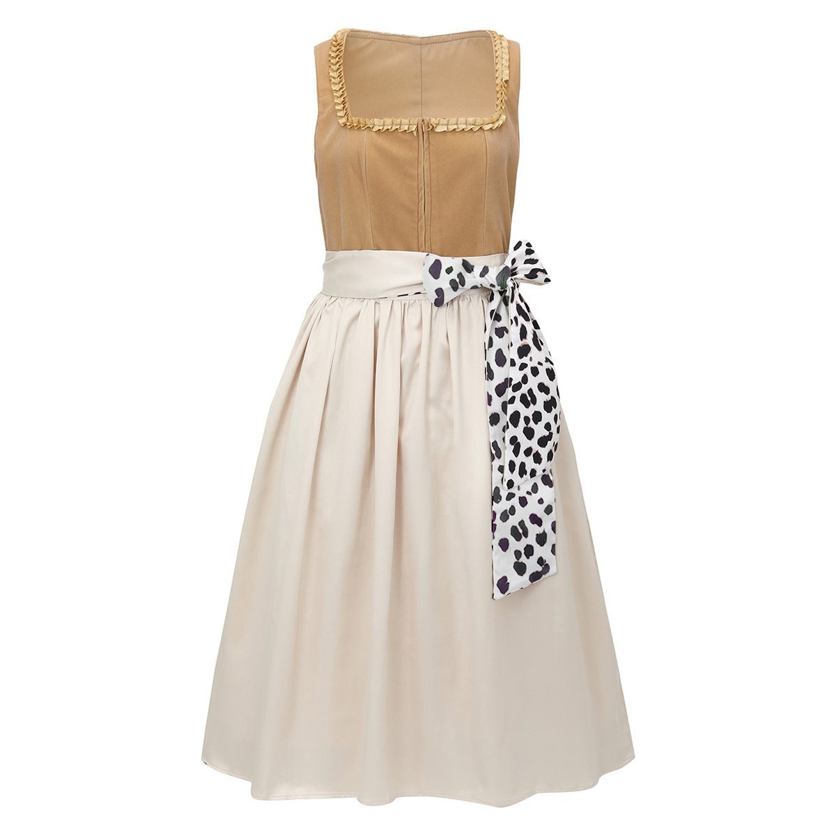 Robe Dirndl Femme Imprimé Léopard Tissu Léger 1