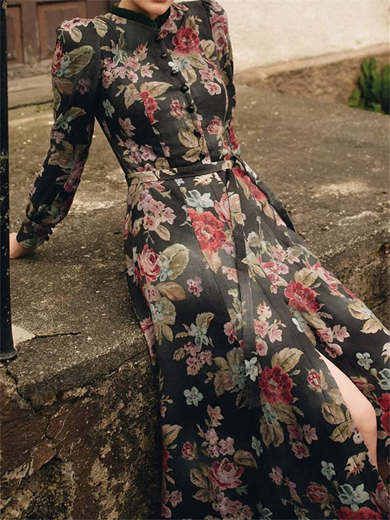 Robe Dirndl Femme Vintage Fleurie avec Schürze Tissu Doux 1