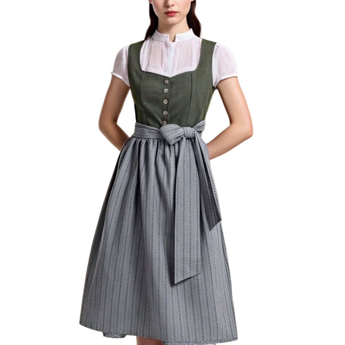 Robe Dirndl Traditionnelle Femme Coton avec Schürze 0