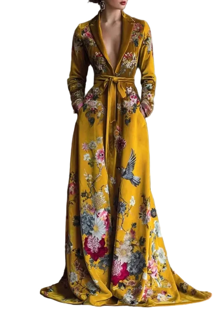 Robe Femme Automne Col Claudine Imprimé Patchwork Taille Nouée 0
