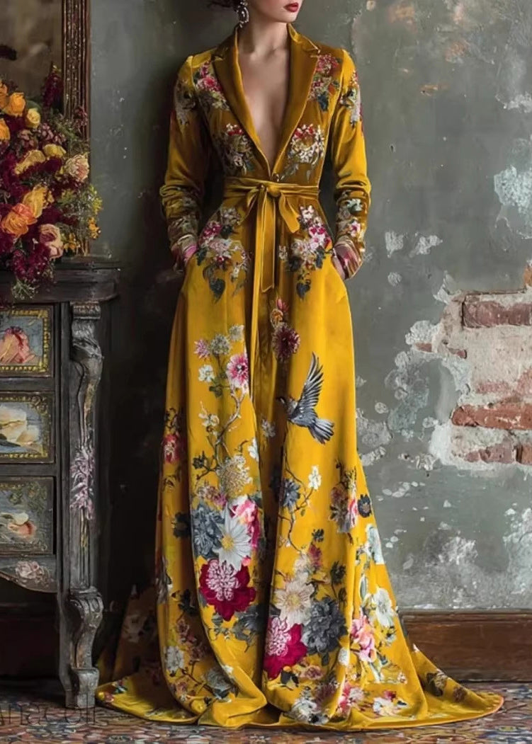 Robe Femme Automne Col Claudine Imprimé Patchwork Taille Nouée 4