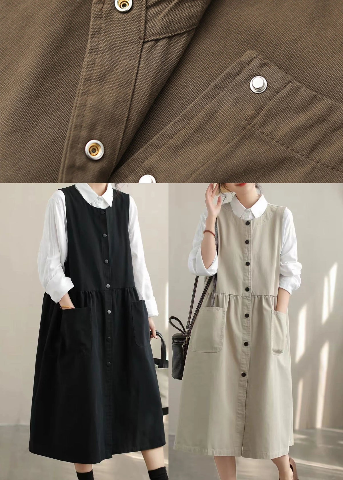 Robe Femme Automne Coupe Ample avec Poches Oversize 3