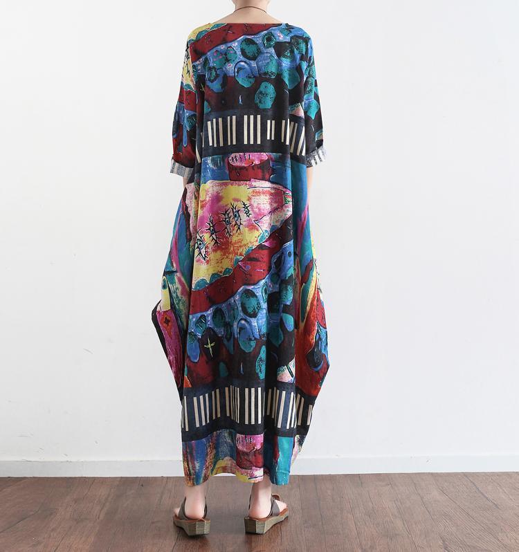 Robe Femme Caftan Imprimé Oversize Automne 3