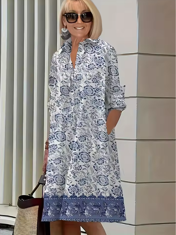 Robe Femme Chemise Décontractée Mi-Mollet en Polyester 10