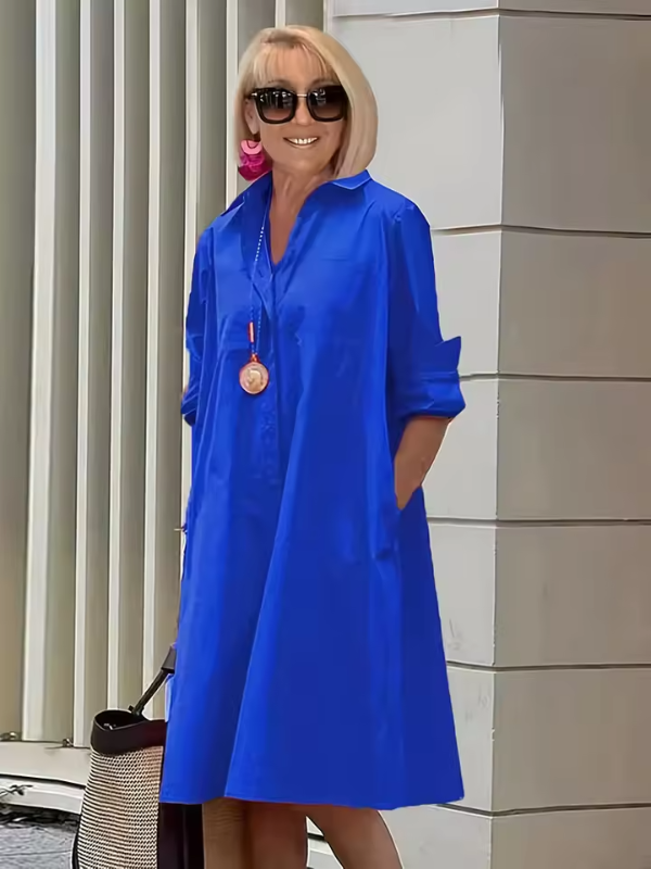 Robe Femme Chemise Décontractée Mi-Mollet en Polyester 7