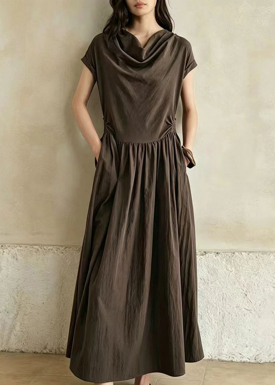 Robe Femme Col Bénitier Manches Courtes Style Froissé 1