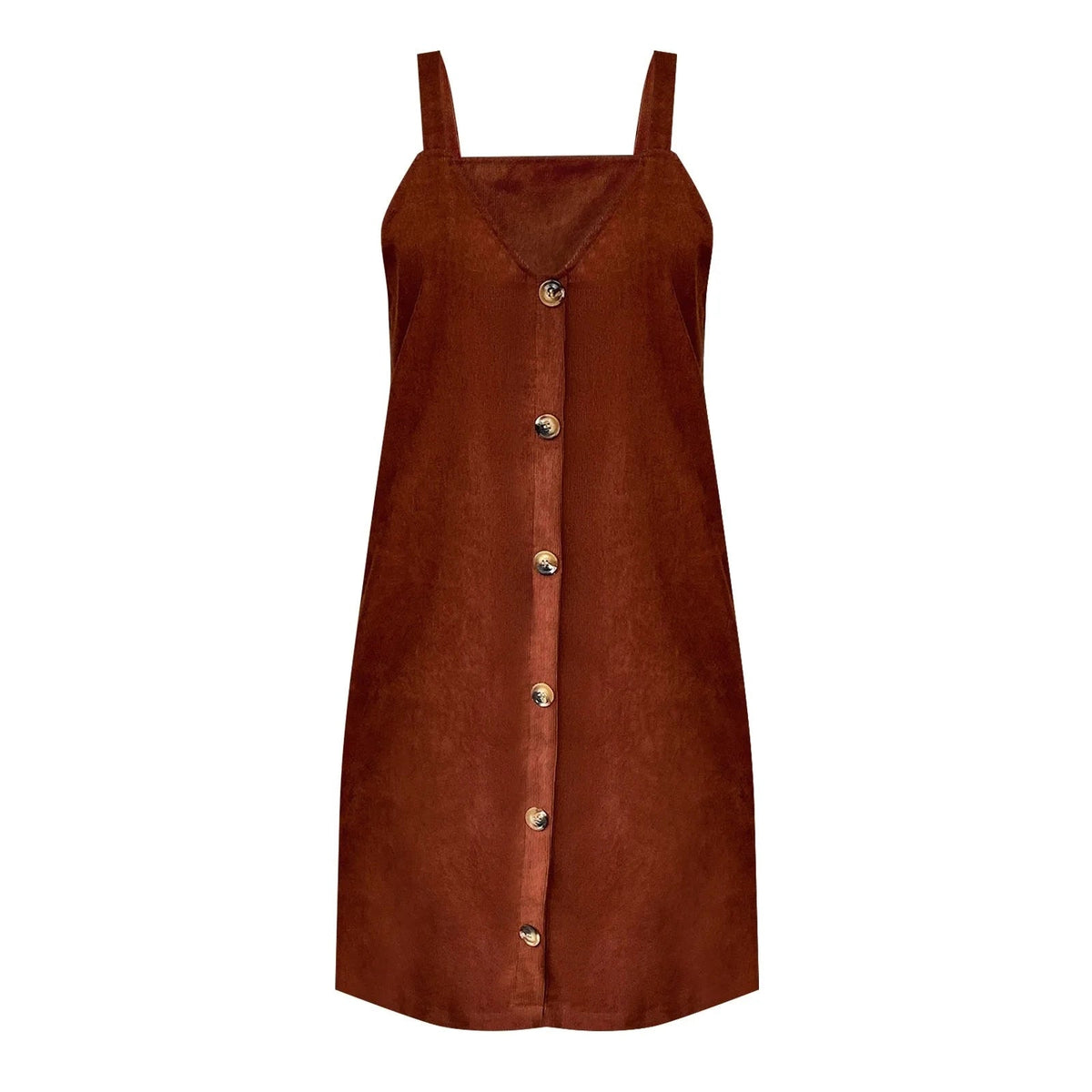 Robe Femme Col V à Bretelles avec Détails Boutons 7
