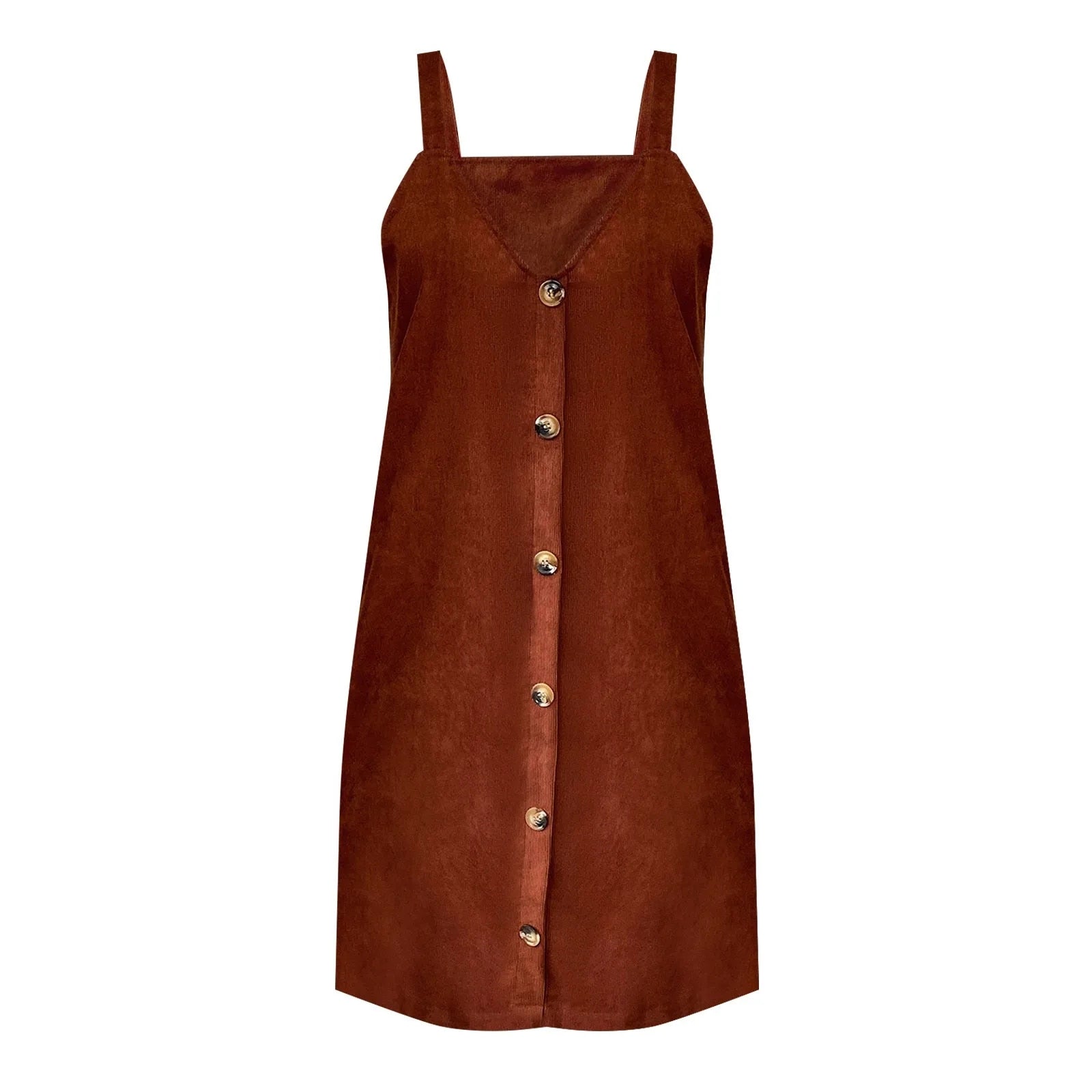 Robe Femme Col V à Bretelles avec Détails Boutons 7