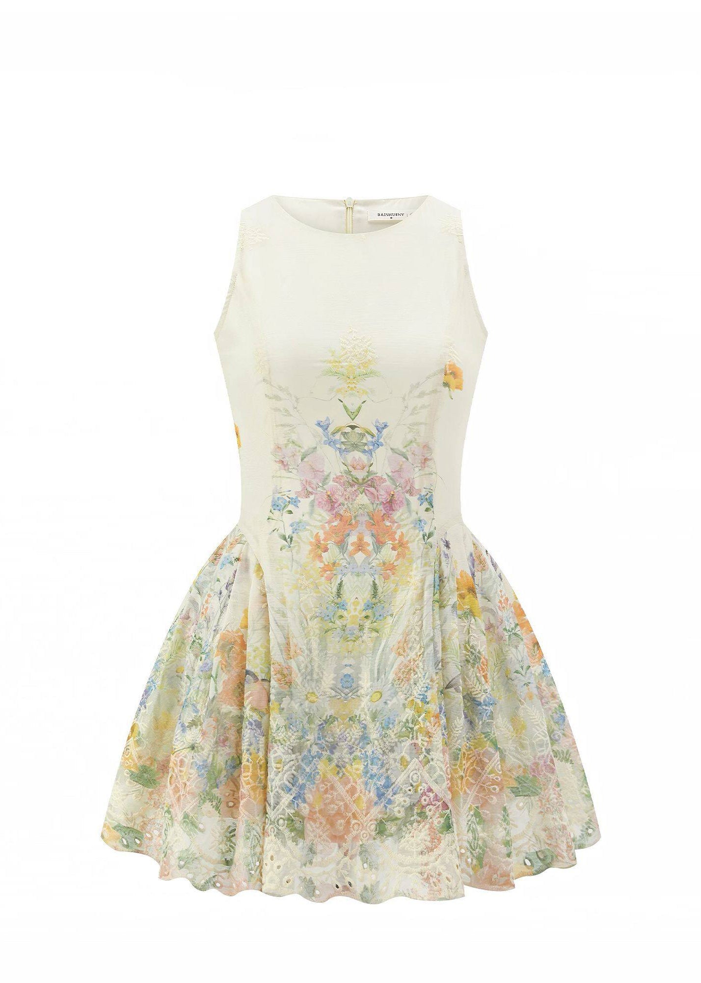 Robe Femme Courte Brodée Col Rond Sans Manches 4