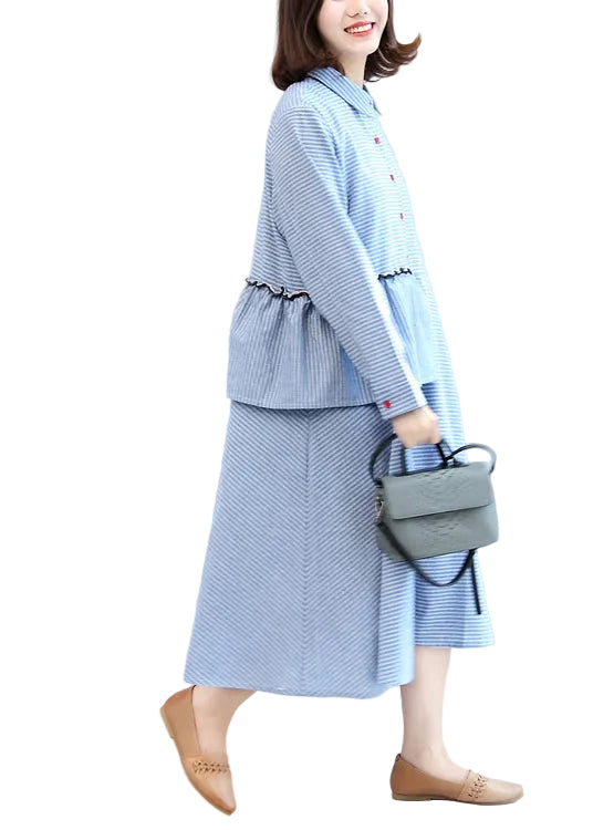 Robe Femme Décontractée à Volants Rayée 0
