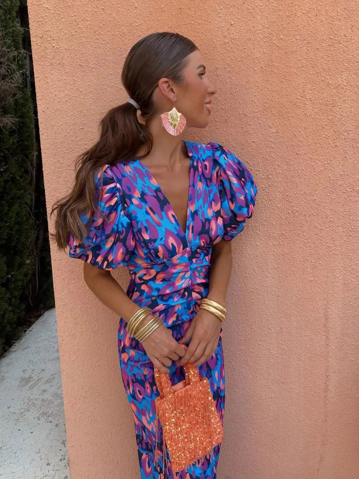 Robe Femme Manches Bouffantes Chic 2