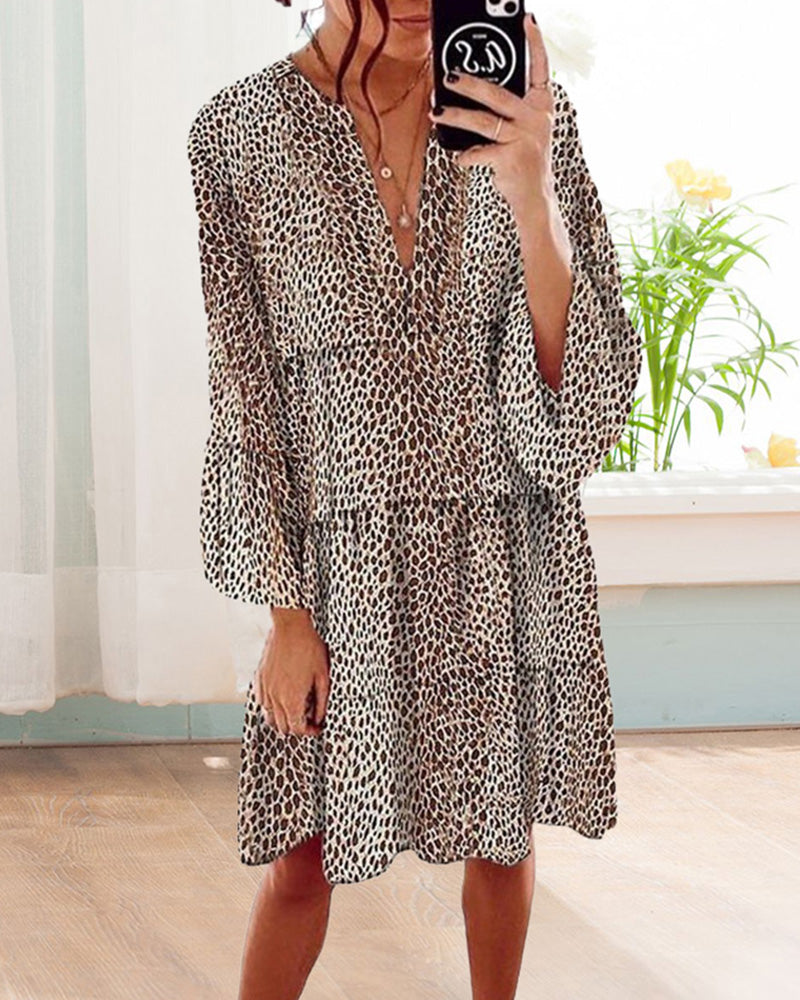 Robe Femme Mi-Longue à Imprimé Léopard 2