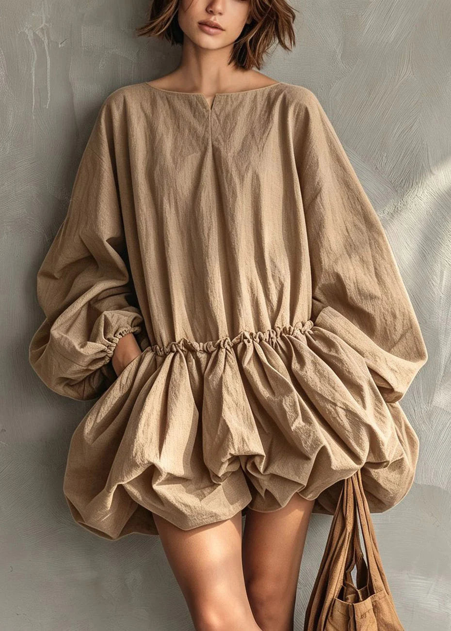 Robe Femme Mi-Longue à Volants et Manches Lanternes 1