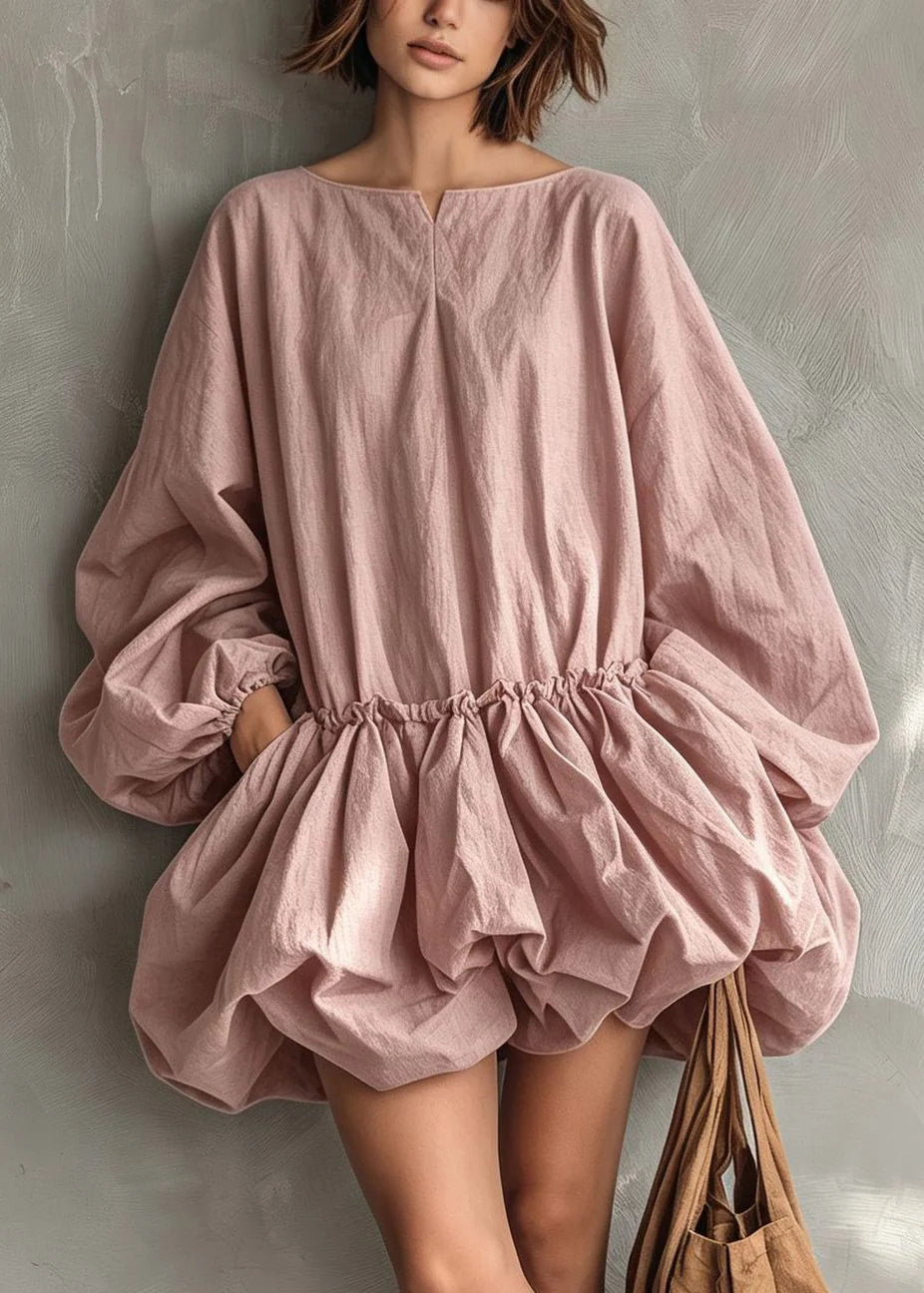 Robe Femme Mi-Longue à Volants et Manches Lanternes 3