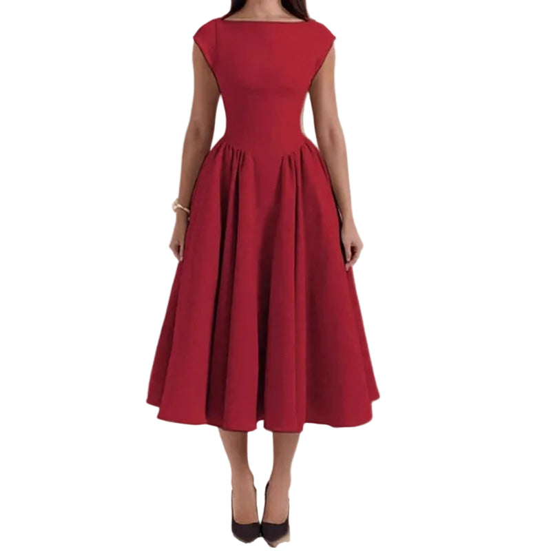 Robe Femme Midi Élégante Sans Manches 3