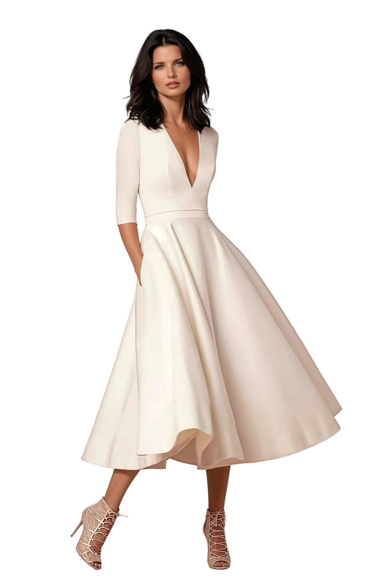Robe Femme Midi Évasée pour Soirée Élégante 0