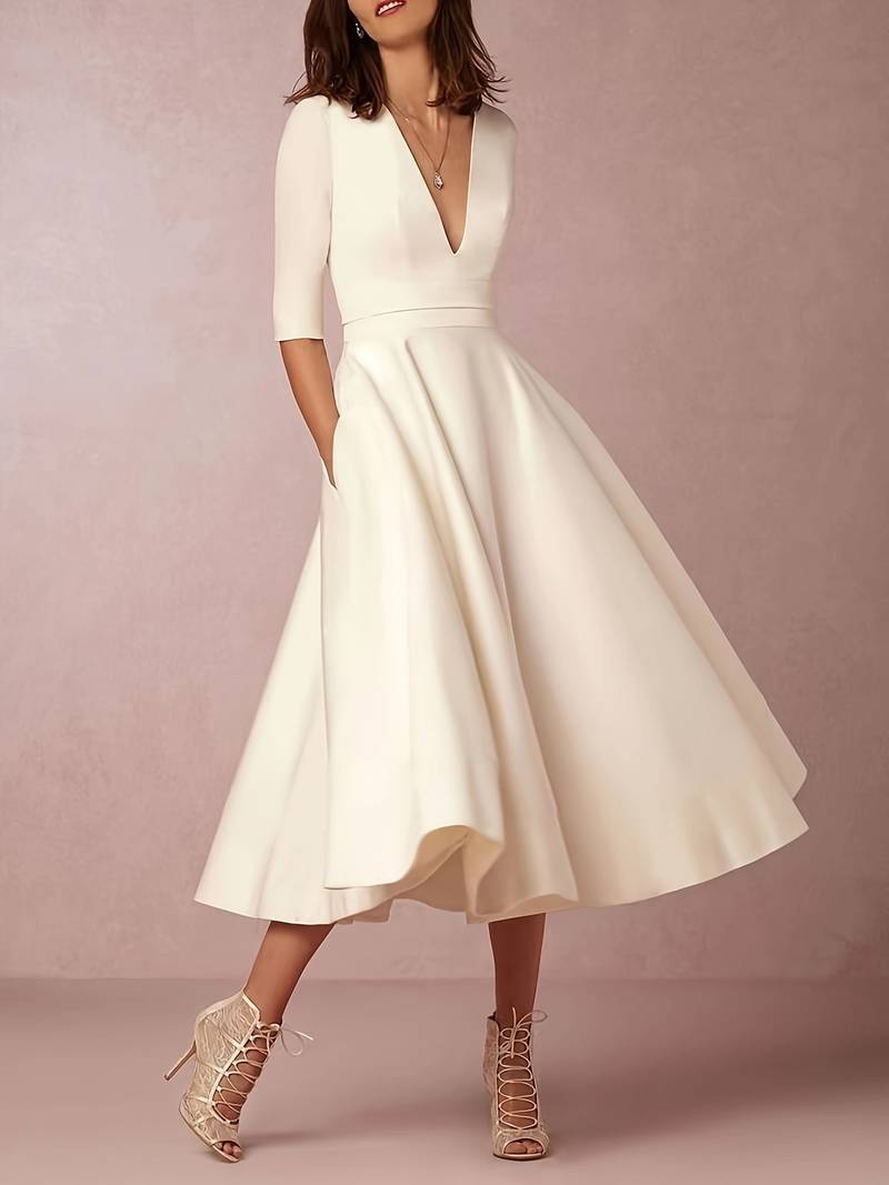 Robe Femme Midi Évasée pour Soirée Élégante 3