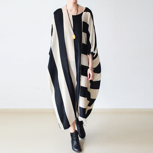 Robe Femme Oversize Rayée Style Caftan Automne 1