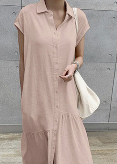 Robe Femme Vacances Col Rabattu Manches Courtes 3