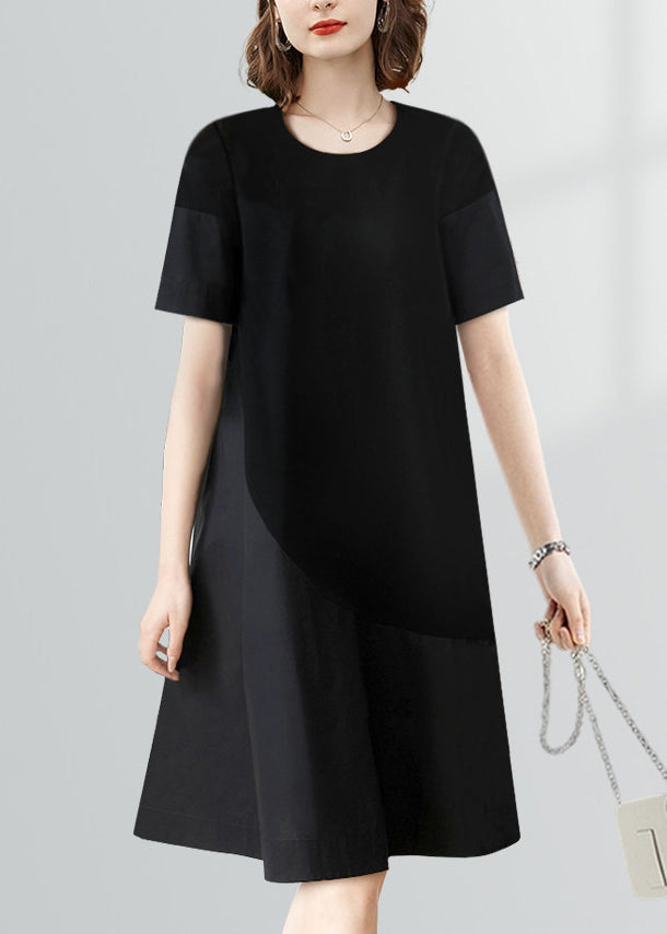 Robe Femme Vacances Patchwork Col Rond Manches Courtes 1