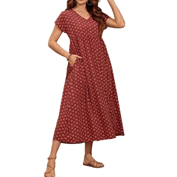 Robe Femme à Col V Vintage 0