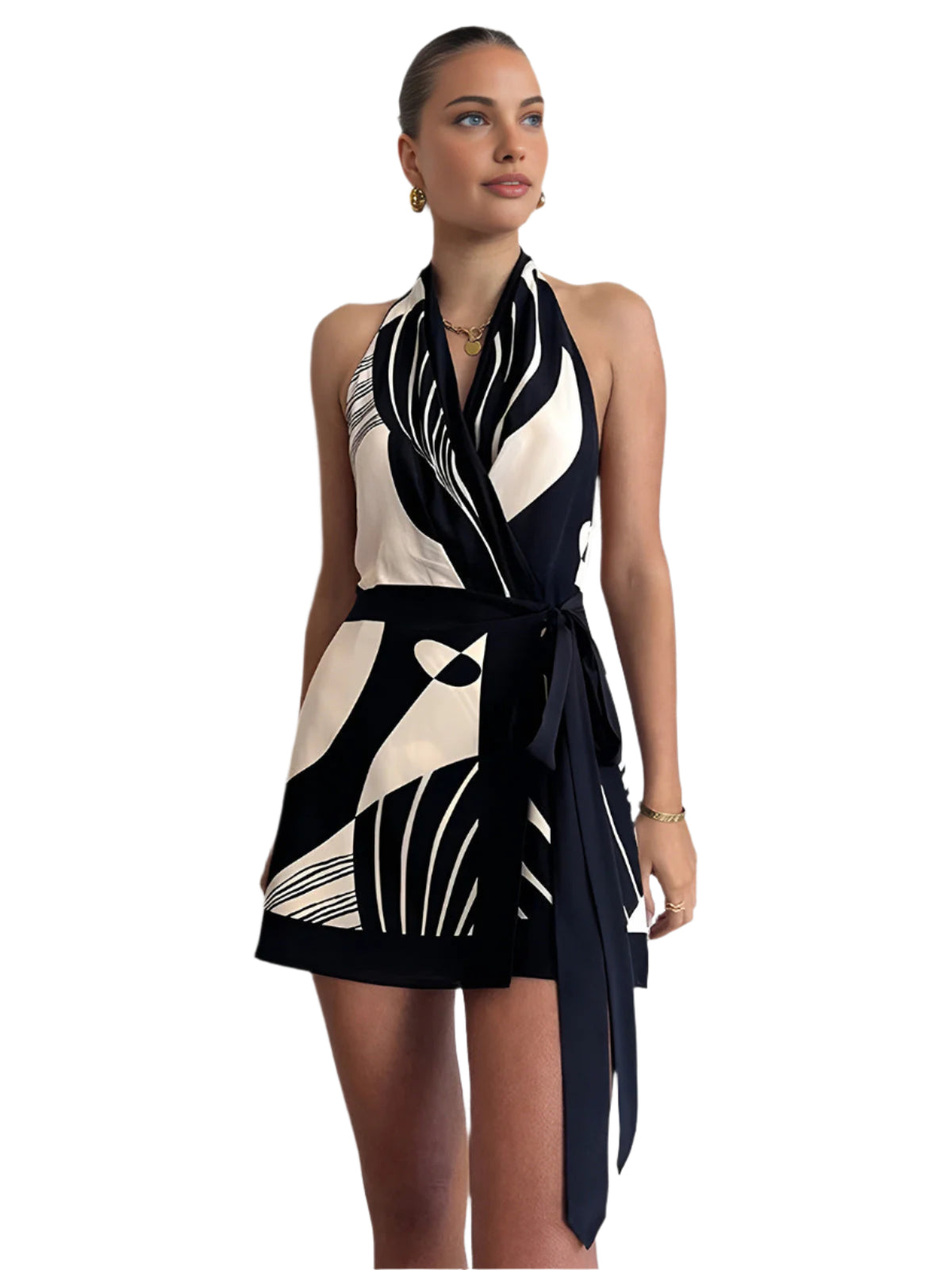 Robe Halter Wrap Femme Satin 0