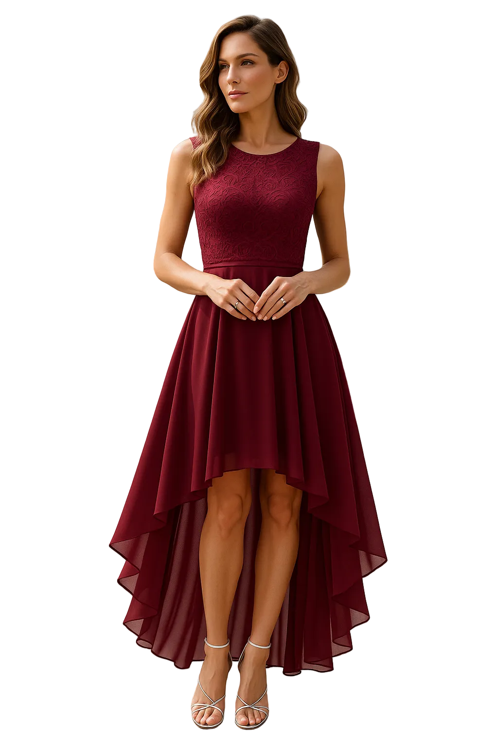 Robe Haute Basse pour Femmes Invitées de Mariage 0
