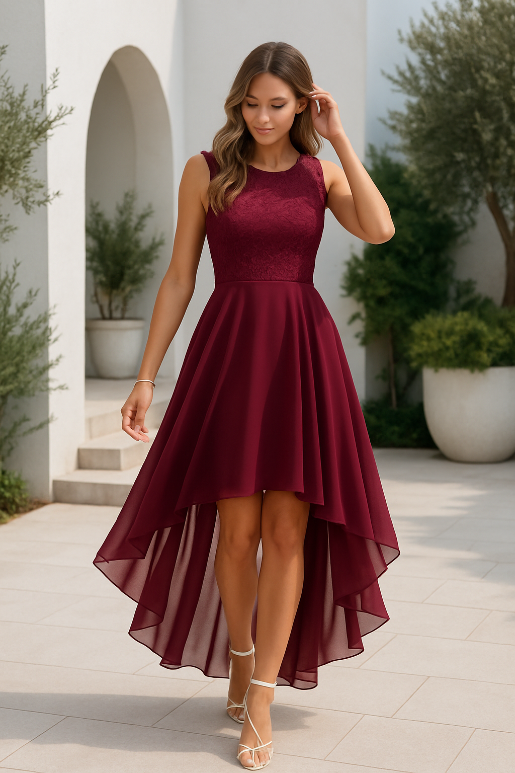Robe Haute Basse pour Femmes Invitées de Mariage 1