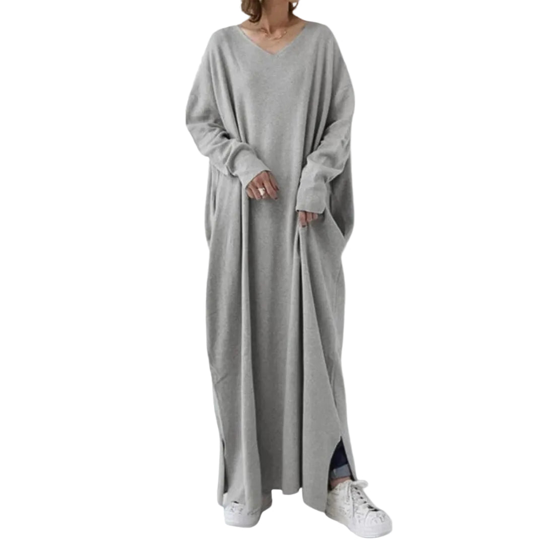 Robe Longue Décontractée à Col en V pour Femmes 0
