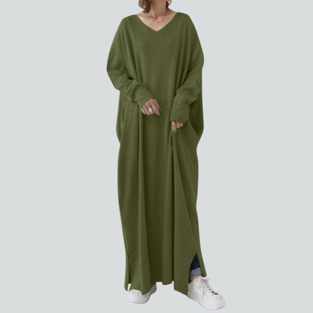 Robe Longue Décontractée à Col en V pour Femmes 9