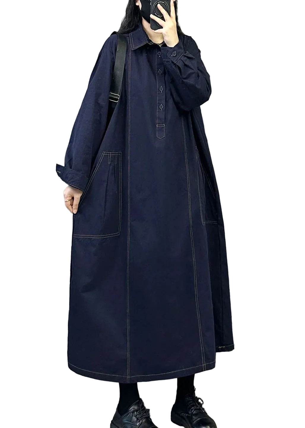 Robe Longue Femme Ample avec Poches Oversize 0