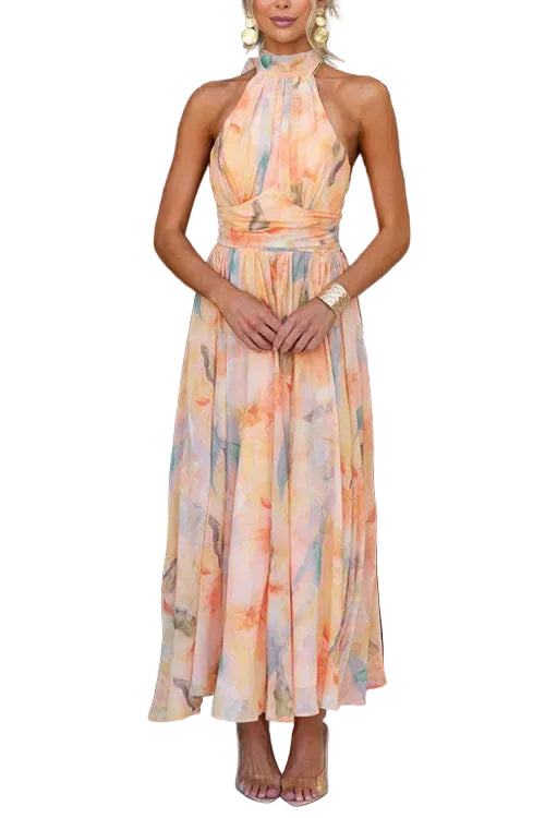 Robe Longue Femme Aquarelle Chic 0