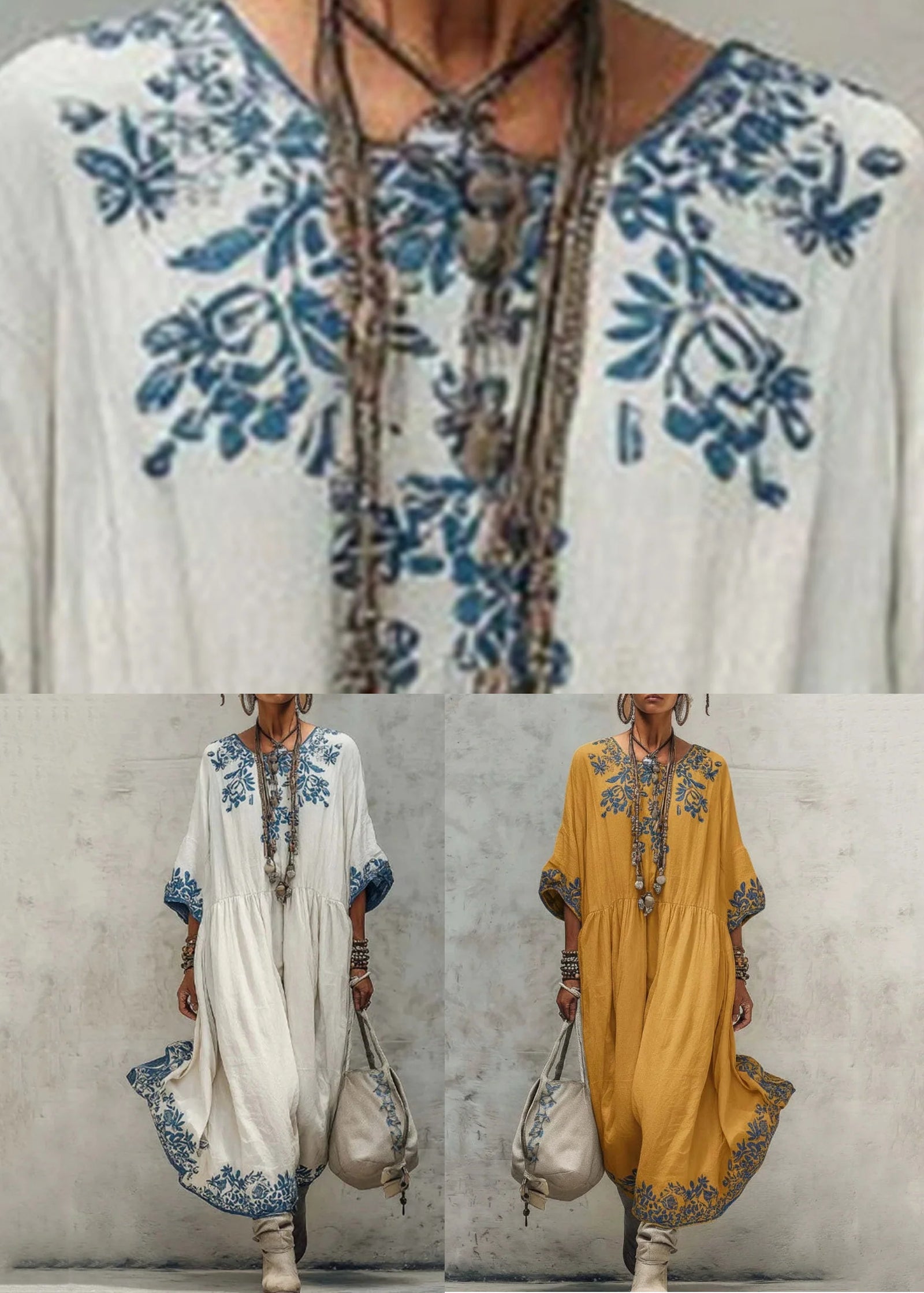 Robe Longue Femme Col Rond Patchwork Été Fluide 4