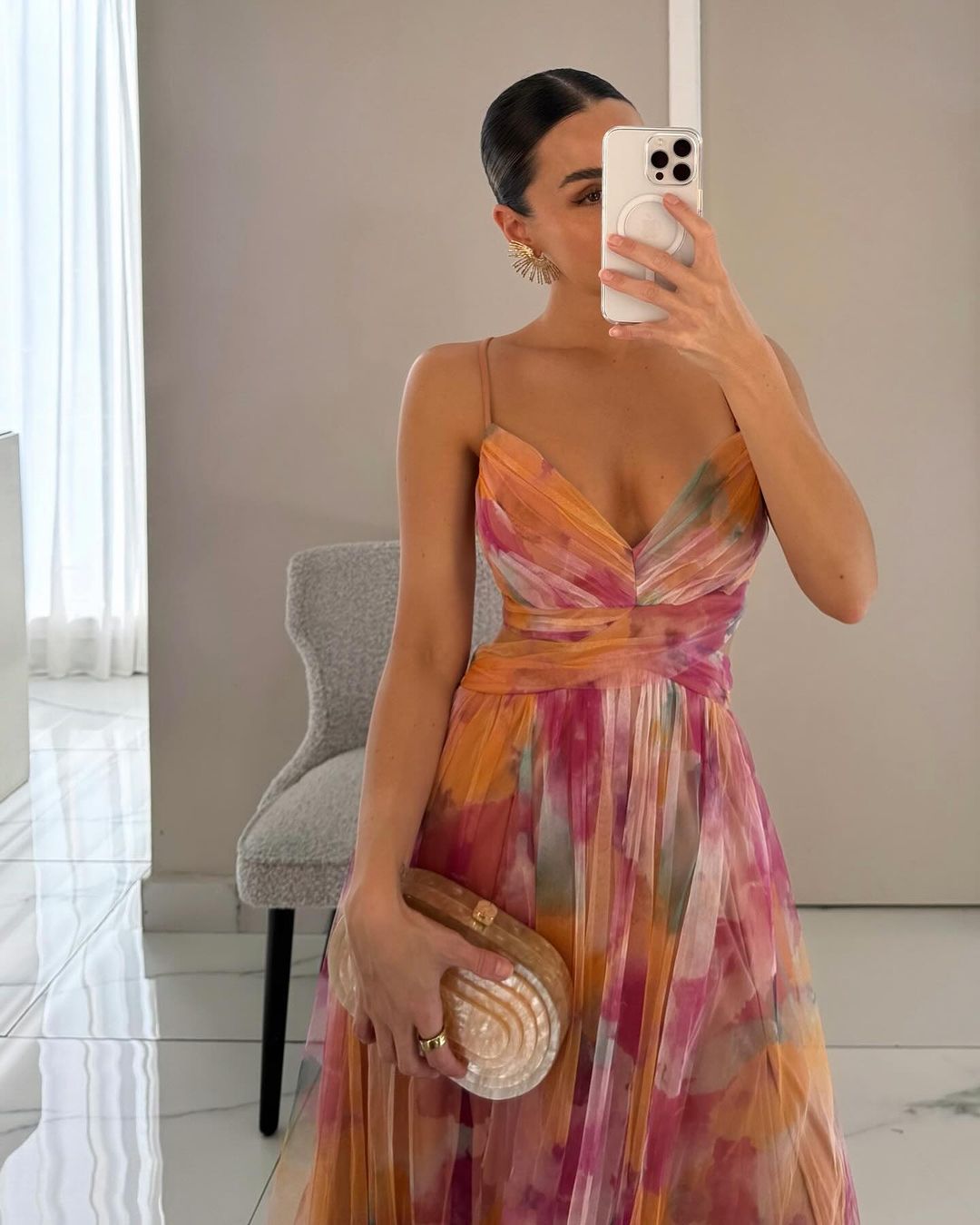 Robe Longue Femme Col en V Profond 1