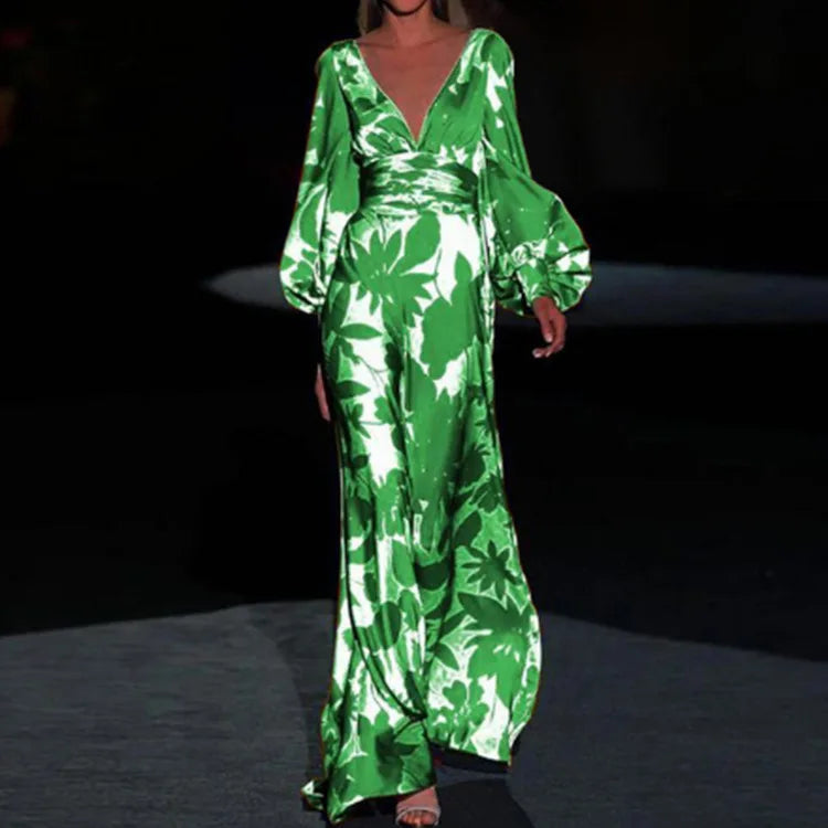 Robe Longue Femme Fluide Chic Décolleté en V 3