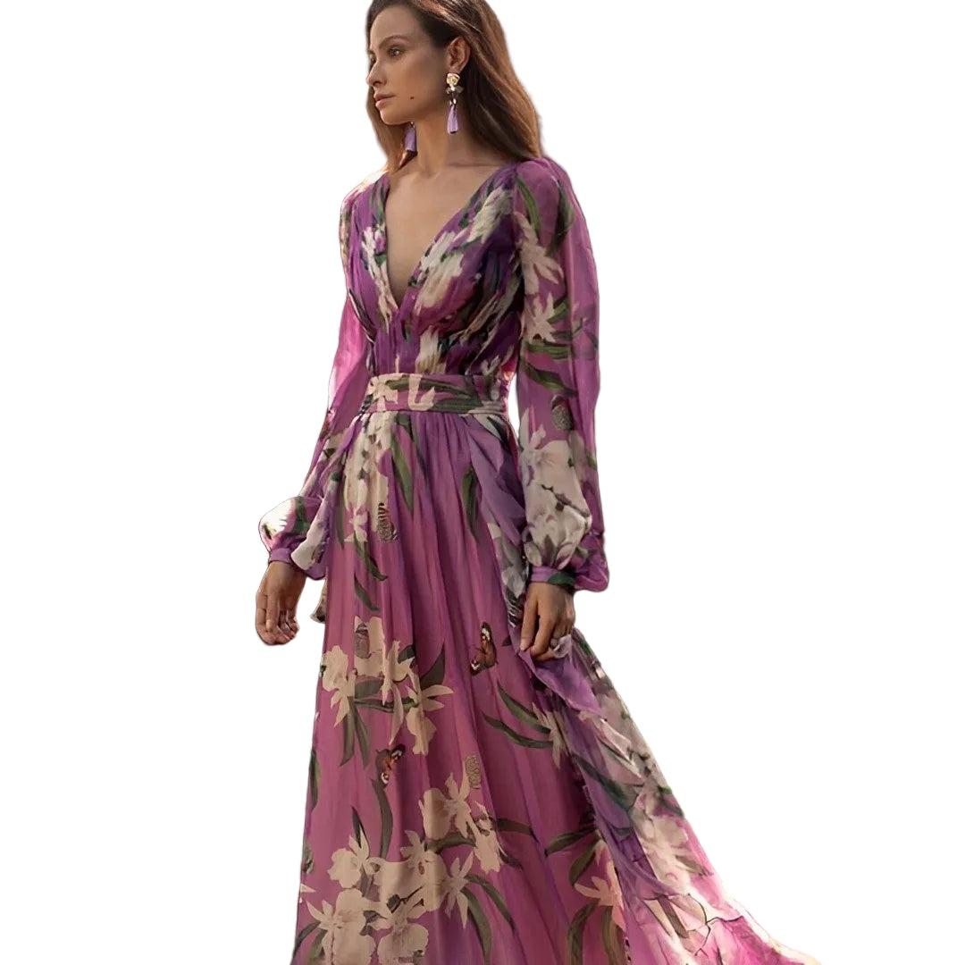Robe Longue Femme Imprimé Floral Fluide 0