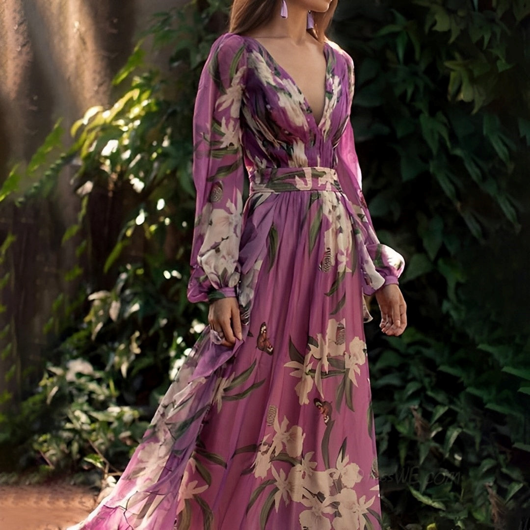 Robe Longue Femme Imprimé Floral Fluide 1