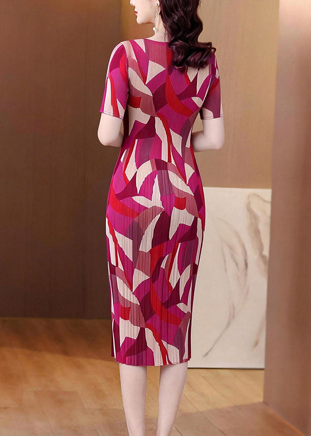 Robe Longue Femme Imprimée Col Rond Manches Courtes Été 4