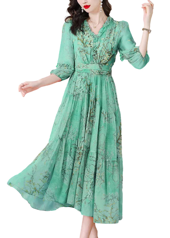 Robe Longue Femme Patchwork à Volants Été 0