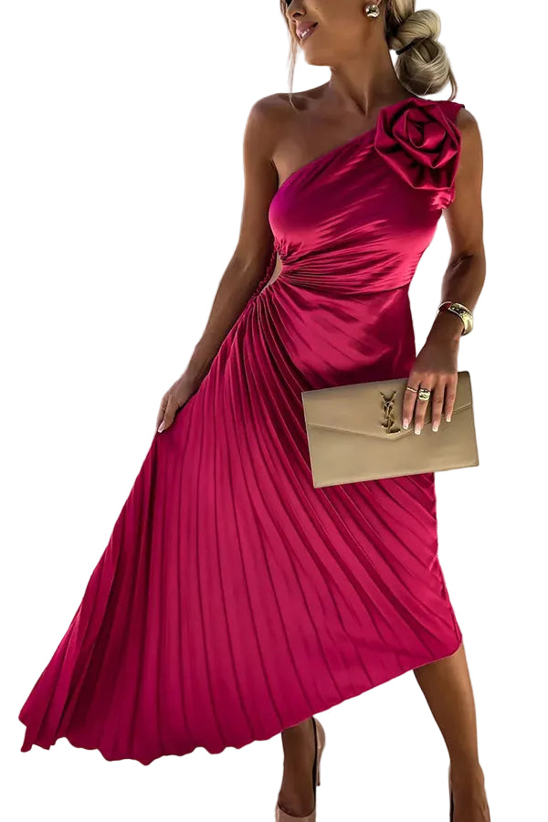 Robe Longue Femme Plissée Asymétrique Maxi 0