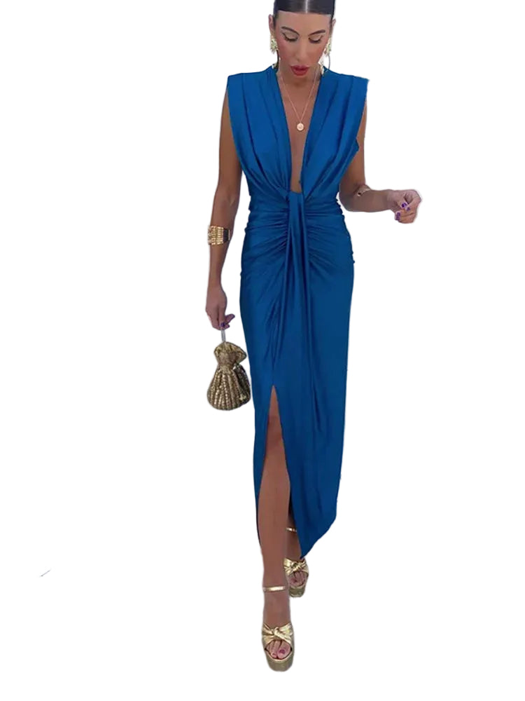 Robe Longue Femme Plissée Élégante pour Soirée ou Été 1