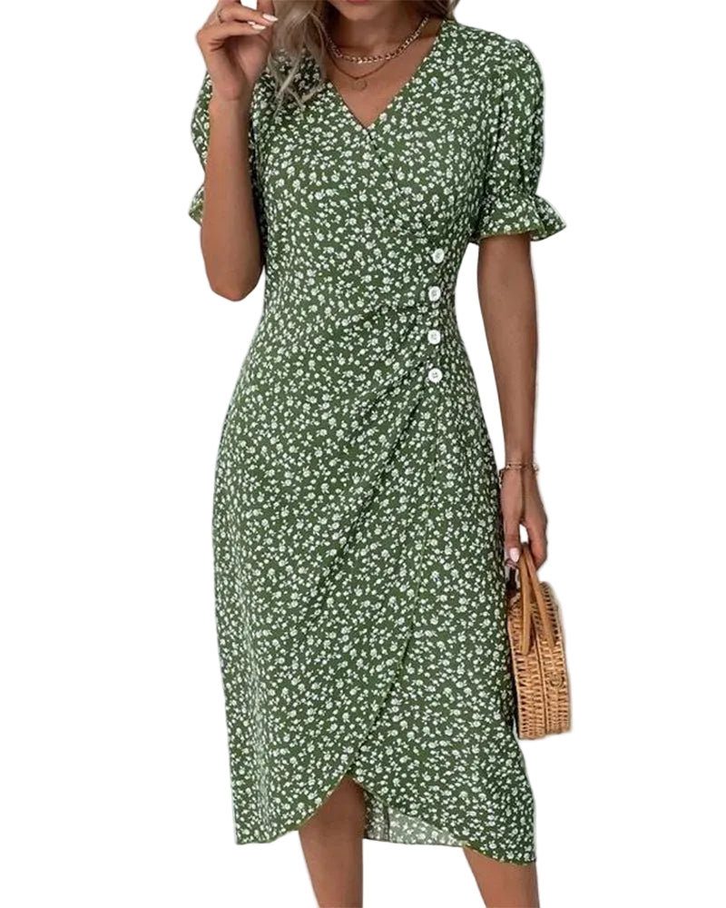 Robe Longue Femme Portefeuille Fleurie 0