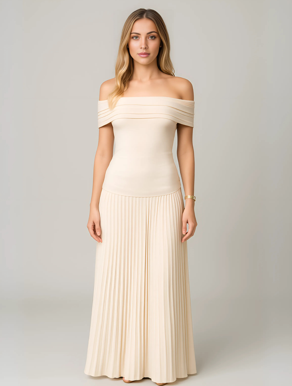 Robe Longue Plissée pour Femmes Invitées de Mariage 0