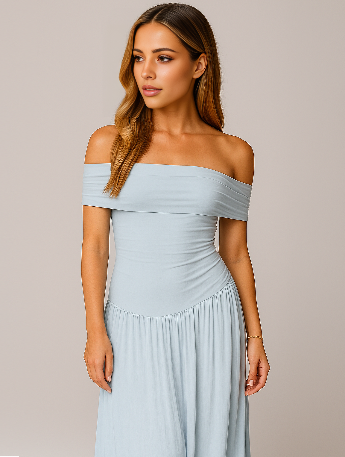 Robe Longue Plissée pour Femmes Invitées de Mariage 5
