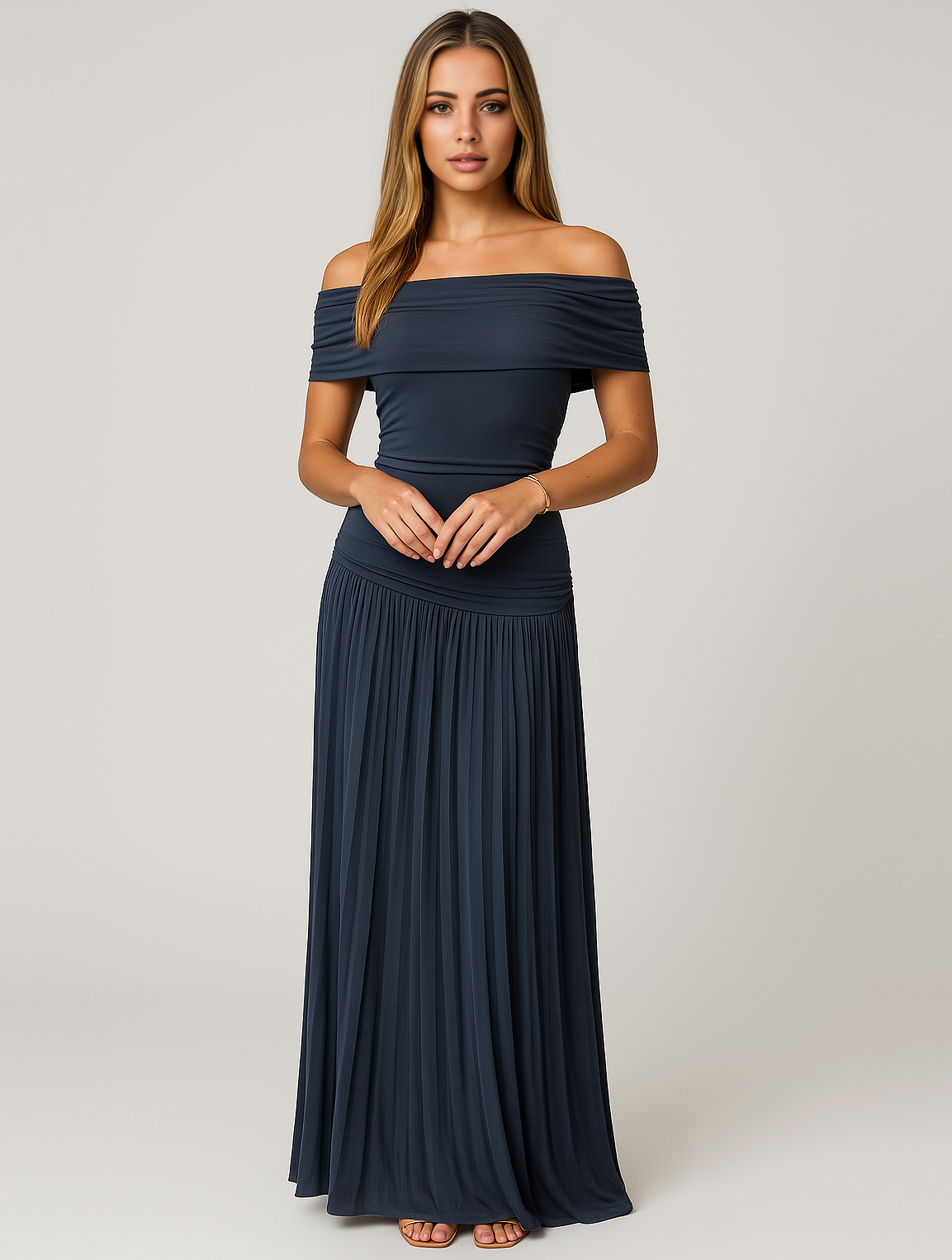 Robe Longue Plissée pour Femmes Invitées de Mariage 6