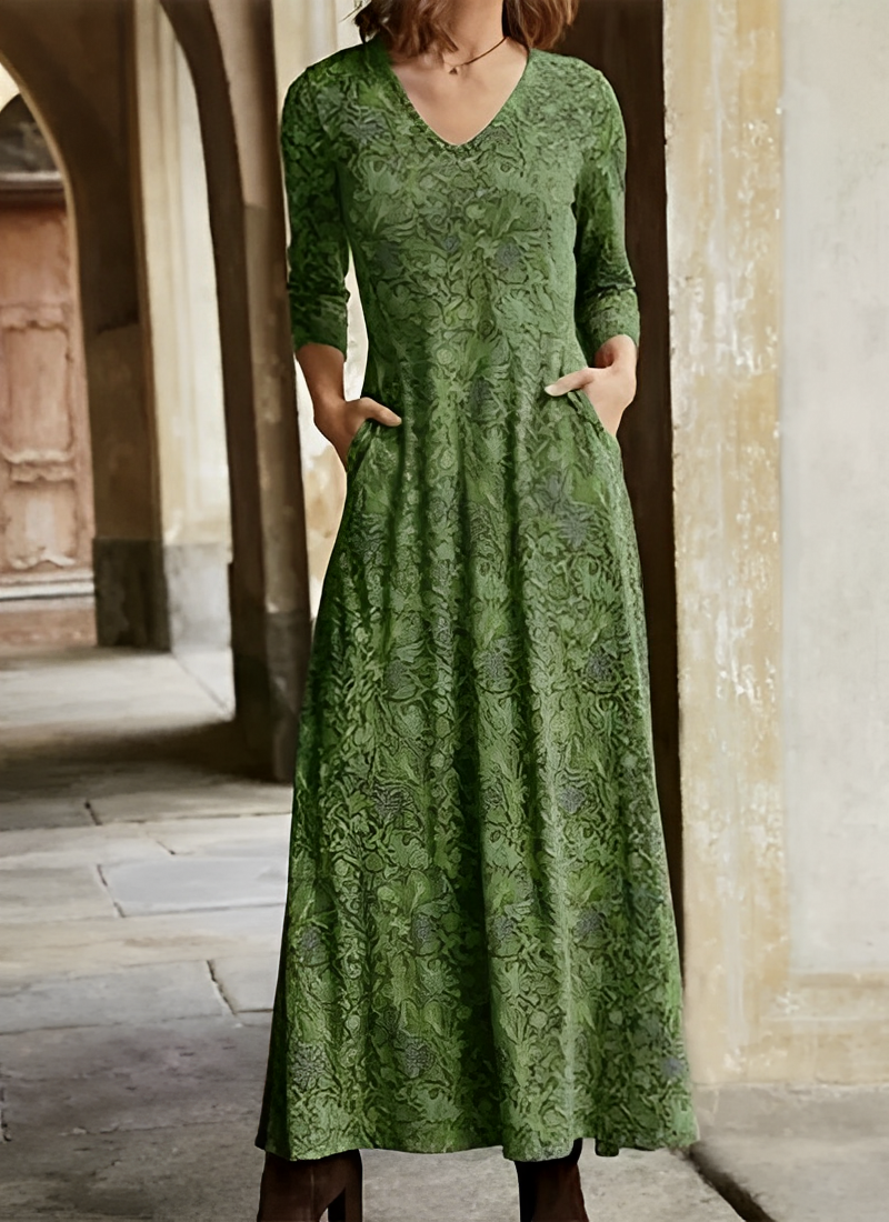 Robe Longue Vintage à Motif Rétro 3