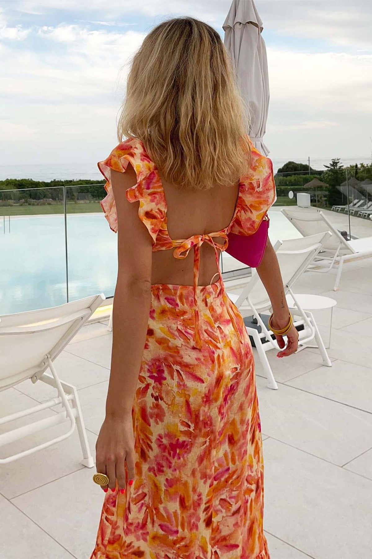 Robe Longue d'Été Femme à Bretelles Volantes 1