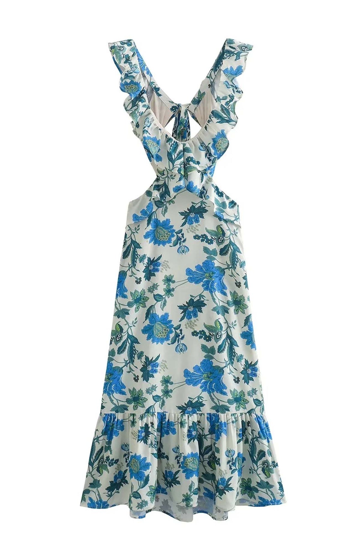 Robe Longue d'Été Femme à Bretelles Volantes 4