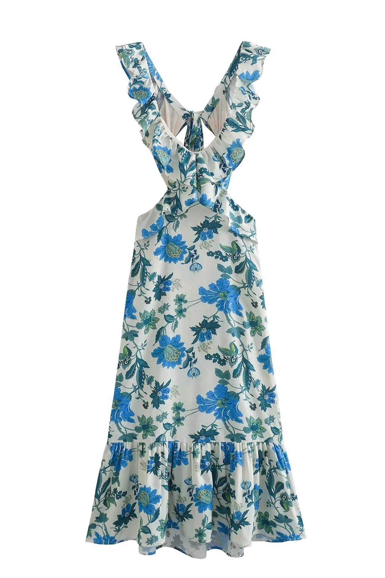 Robe Longue d'Été Femme à Bretelles Volantes 4